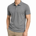 Herren Poloshirt L aus Textil in Grau mit Kurzarm