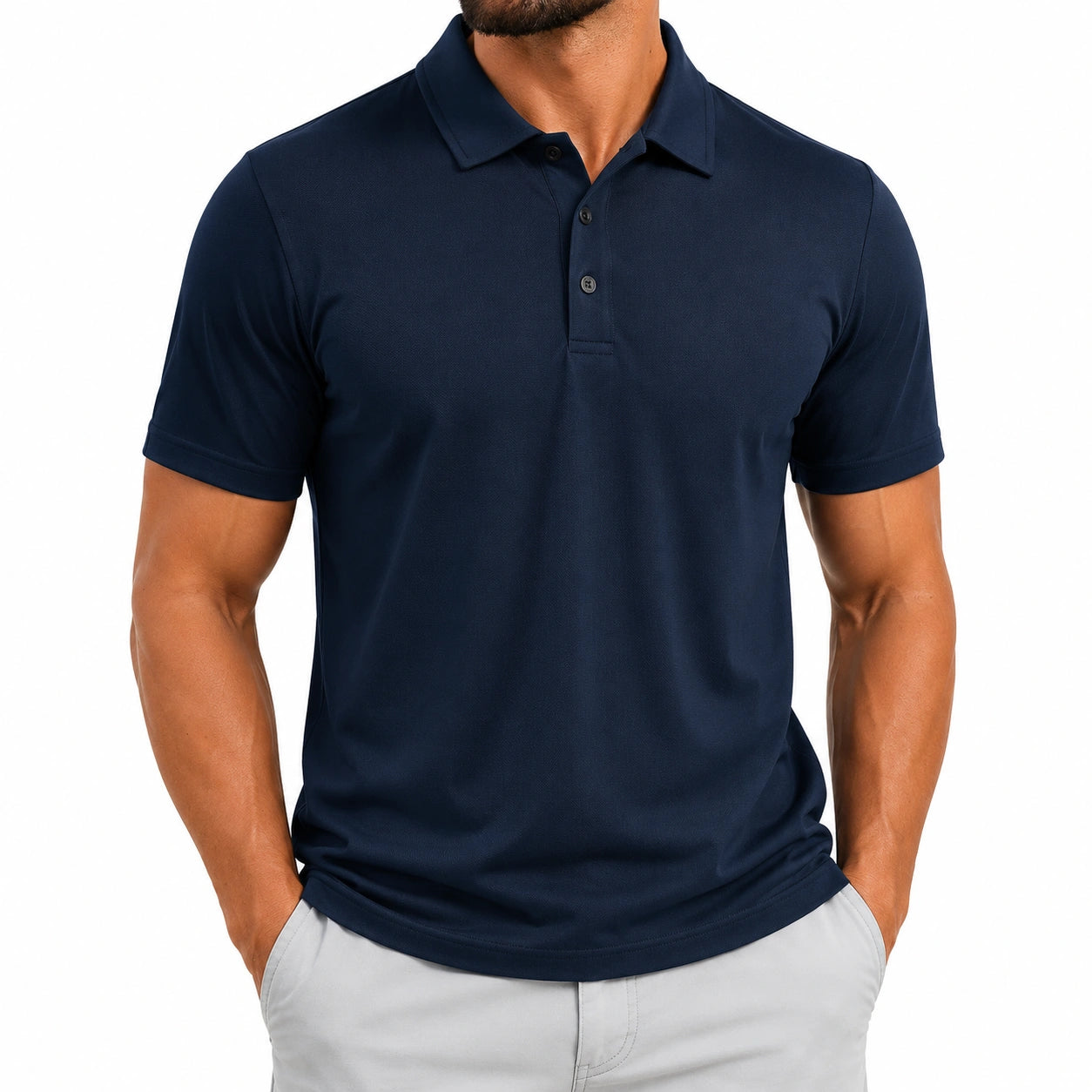 Herren Poloshirt XL Dunkelblau kurzarm mit Umlegekragen