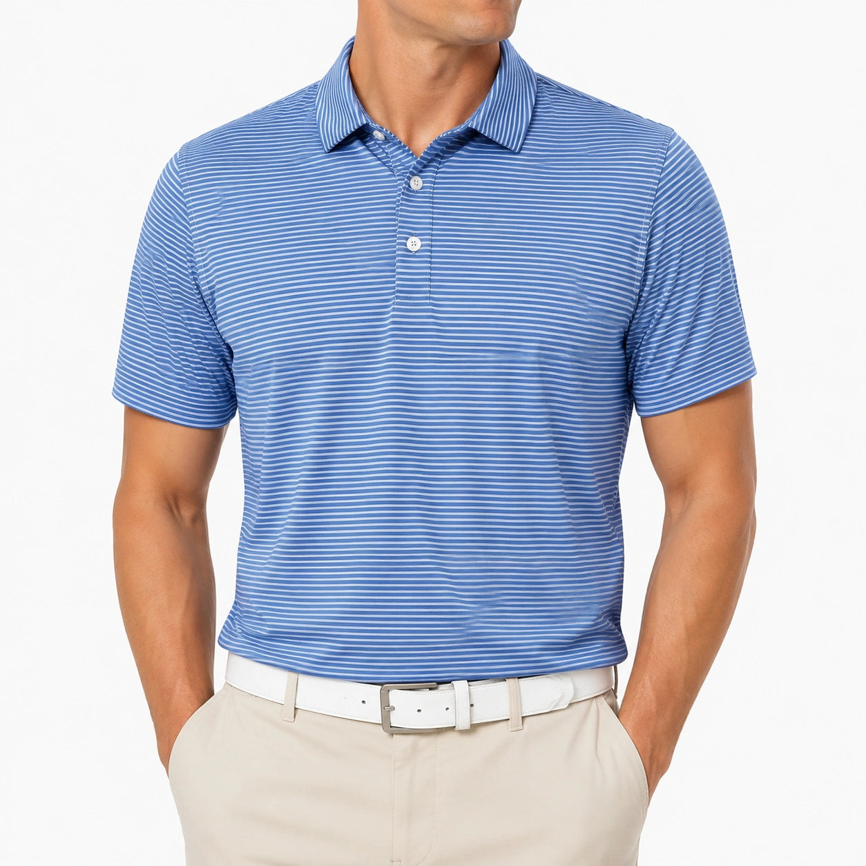 Herren Poloshirt XL aus Textil Blau Weiß gestreift mit Kurzarm