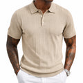 Herren Poloshirt XL Beige aus Strick mit Strukturmuster