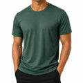 Herren T-Shirt M aus Textil in Dunkelgrün kurzarm mit Rundhals