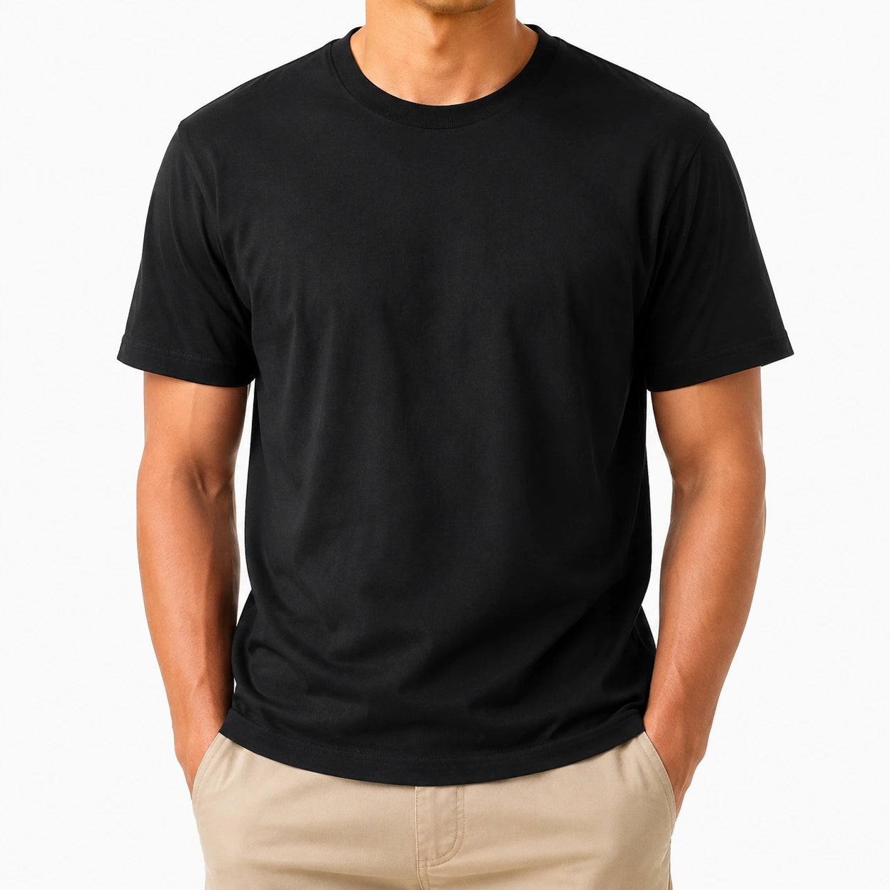Herren T-Shirt L Schwarz Kurzarm Rundhals Alltag
