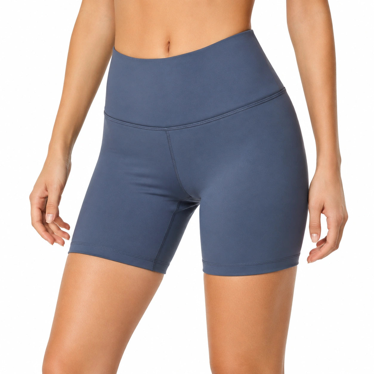 Damen Radlerhose S aus Stretchmaterial Blau mit hohem Bund
