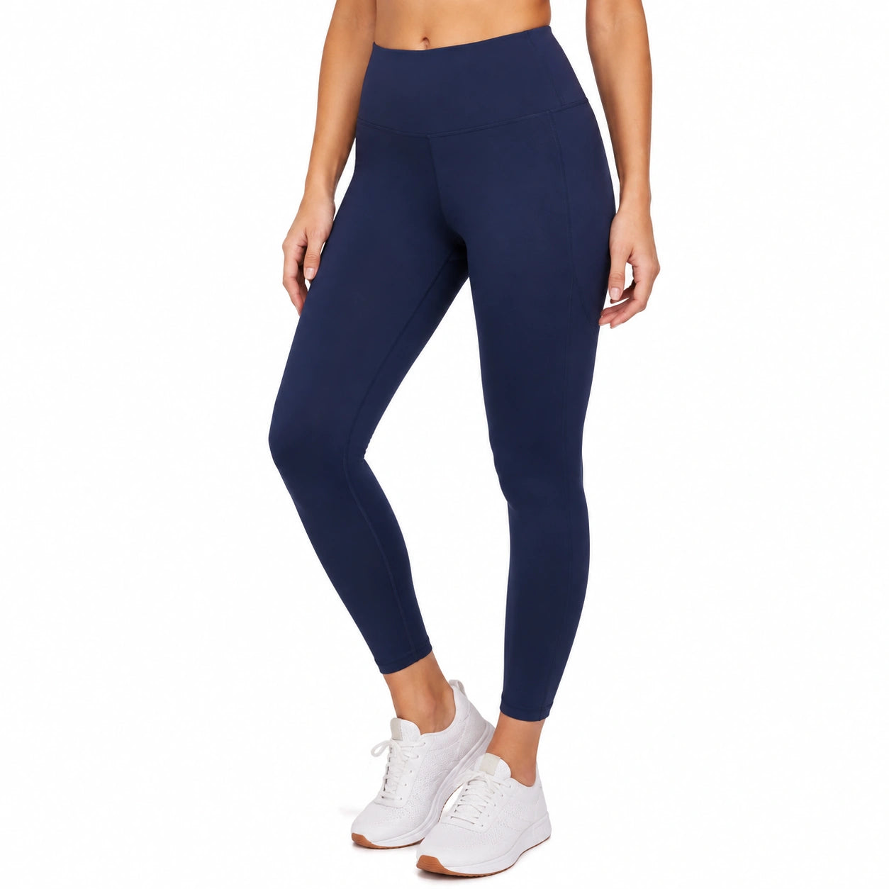 Damen Leggings Größe L Dunkelblau elastische Sporthose mit hohem Bund